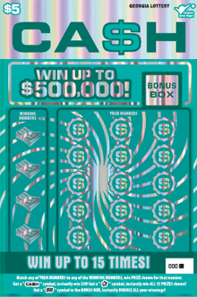 $5 CA$H scratch-off ticket