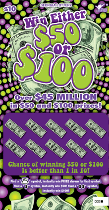 Win Either $50 or $100 scratch-off ticket