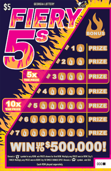 FIERY 5s scratch-off ticket