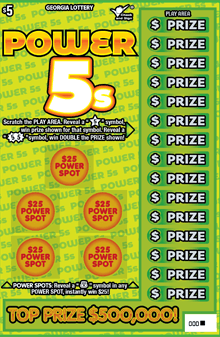 POWER 5s scratch-off ticket