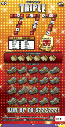 TRIPLE 777 scratch-off ticket