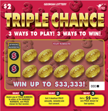 TRIPLE CHANCE scratch-off ticket