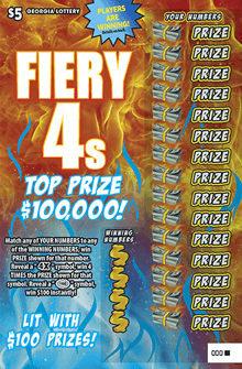 FIERY 4s scratch-off ticket