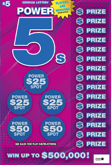 POWER 5s scratch-off ticket