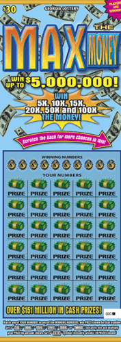 MAX THE MONEY scratch-off ticket