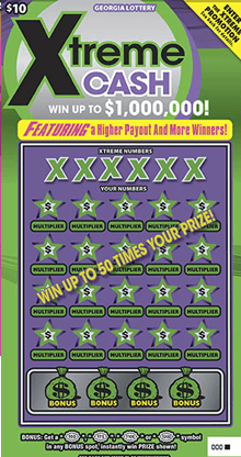 Xtreme CASH scratch-off ticket
