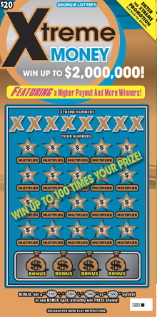 Xtreme MONEY scratch-off ticket