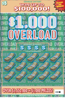 $1,000 OVERLOAD scratch-off ticket