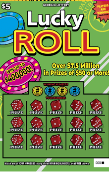 Lucky ROLL scratch-off ticket