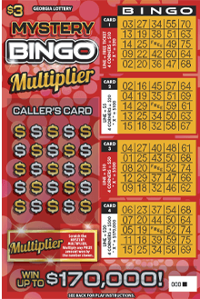 MYSTERY BINGO Multiplier scratch-off ticket