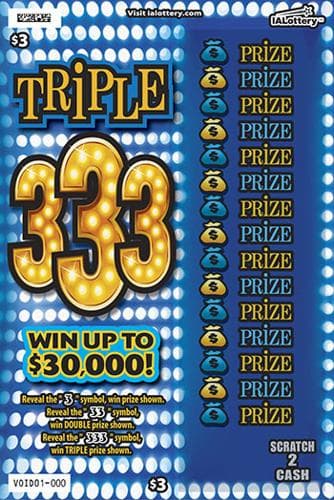 TRiPLE 333 scratch-off ticket