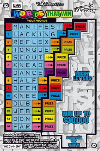 Words That Win scratch-off ticket