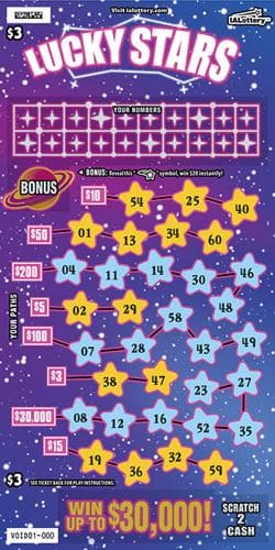 Lucky Stars scratch-off ticket