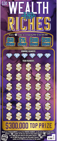 Wealth and Riches scratch-off ticket
