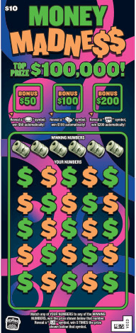 Money Madness scratch-off ticket