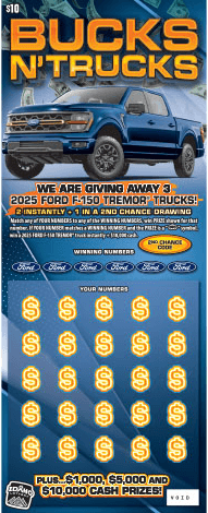 Bucks N' Trucks scratch-off ticket
