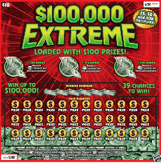 $100,000 Extreme scratch-off ticket