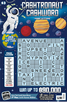 Cashtronaut Cashword scratch-off ticket