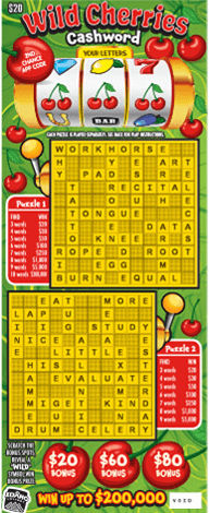 Wild Cherries Cashword scratch-off ticket