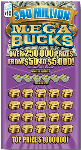 $40 Million Mega Bucks scratch-off ticket