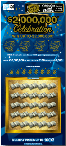 2000000Celebration_Logo scratch-off ticket