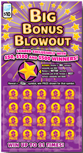 Big Bonus Blowout scratch-off ticket