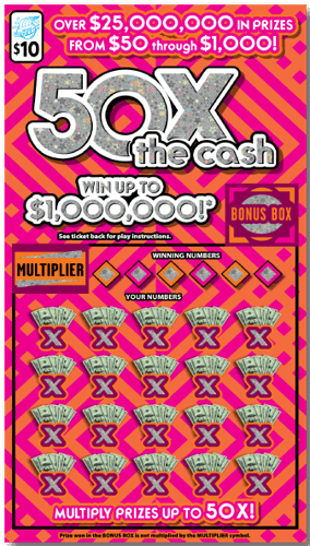 50X the Cash scratch-off ticket