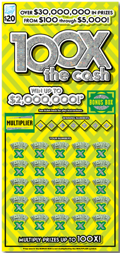 100X the Cash scratch-off ticket