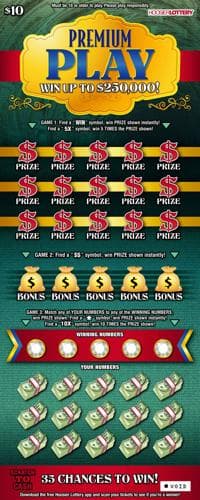 PREMIUM PLAY scratch-off ticket
