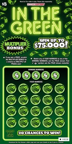 IN THE GREEN scratch-off ticket