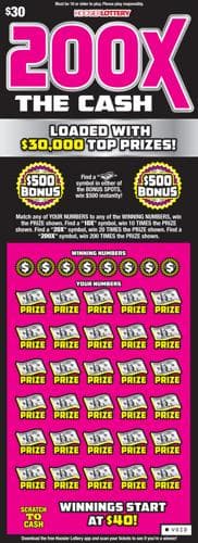 200X THE CASH scratch-off ticket