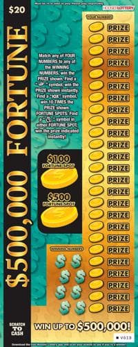 $500,000 FORTUNE scratch-off ticket