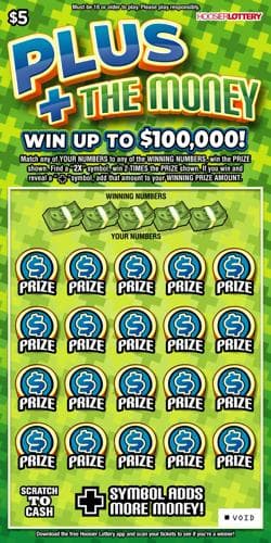 PLUS THE MONEY scratch-off ticket