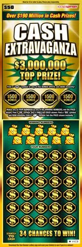 CASH EXTRAVAGANZA scratch-off ticket
