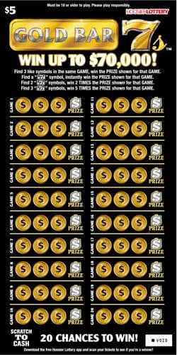 GOLD BAR 7S scratch-off ticket