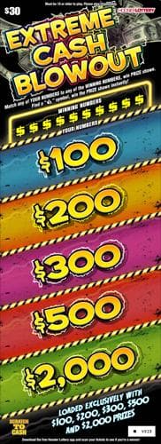 EXTREME CASH BLOWOUT scratch-off ticket