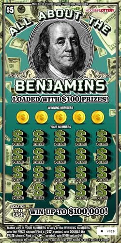 ALL ABOUT THE BENJAMINS scratch-off ticket