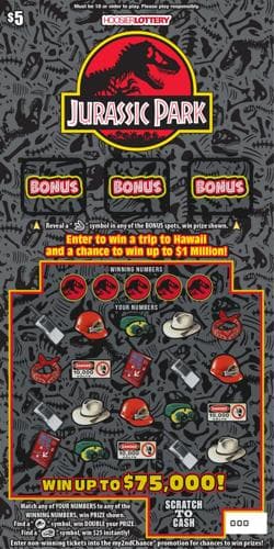 JURASSIC PARK scratch-off ticket