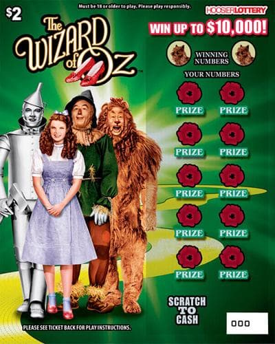 THE WIZARD OF OZ scratch-off ticket