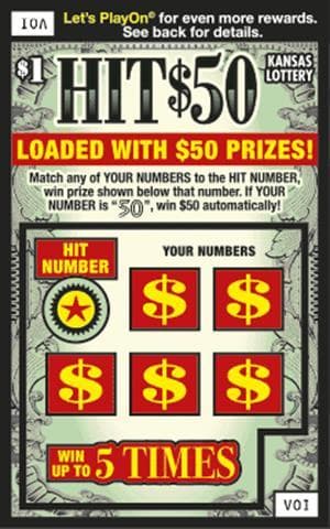 HIT $50 scratch-off ticket