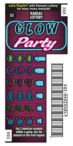 GLOW PARTY scratch-off ticket