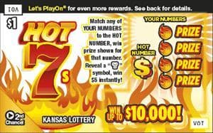 HOT 7S scratch-off ticket