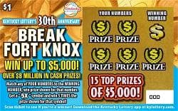 $1 Break Fort Knox scratch-off ticket