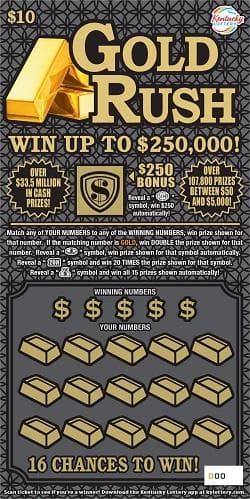 Gold Rush $10 scratch-off ticket
