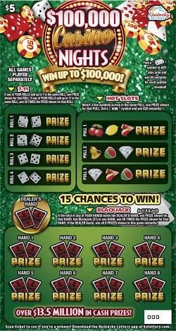 $100,000 Casino Nights scratch-off ticket