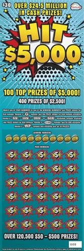 HIT $5,000 scratch-off ticket