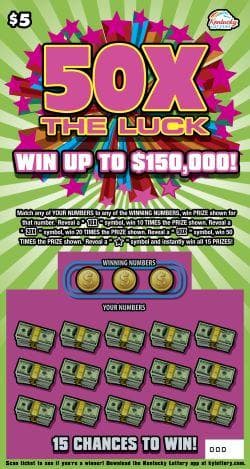 50X The Luck scratch-off ticket
