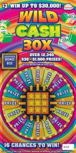 Wild Cash 30X scratch-off ticket