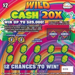 Wild Cash 20X scratch-off ticket