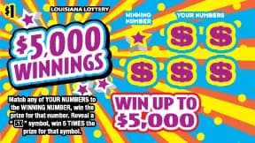 $5,000 Winnings scratch-off ticket